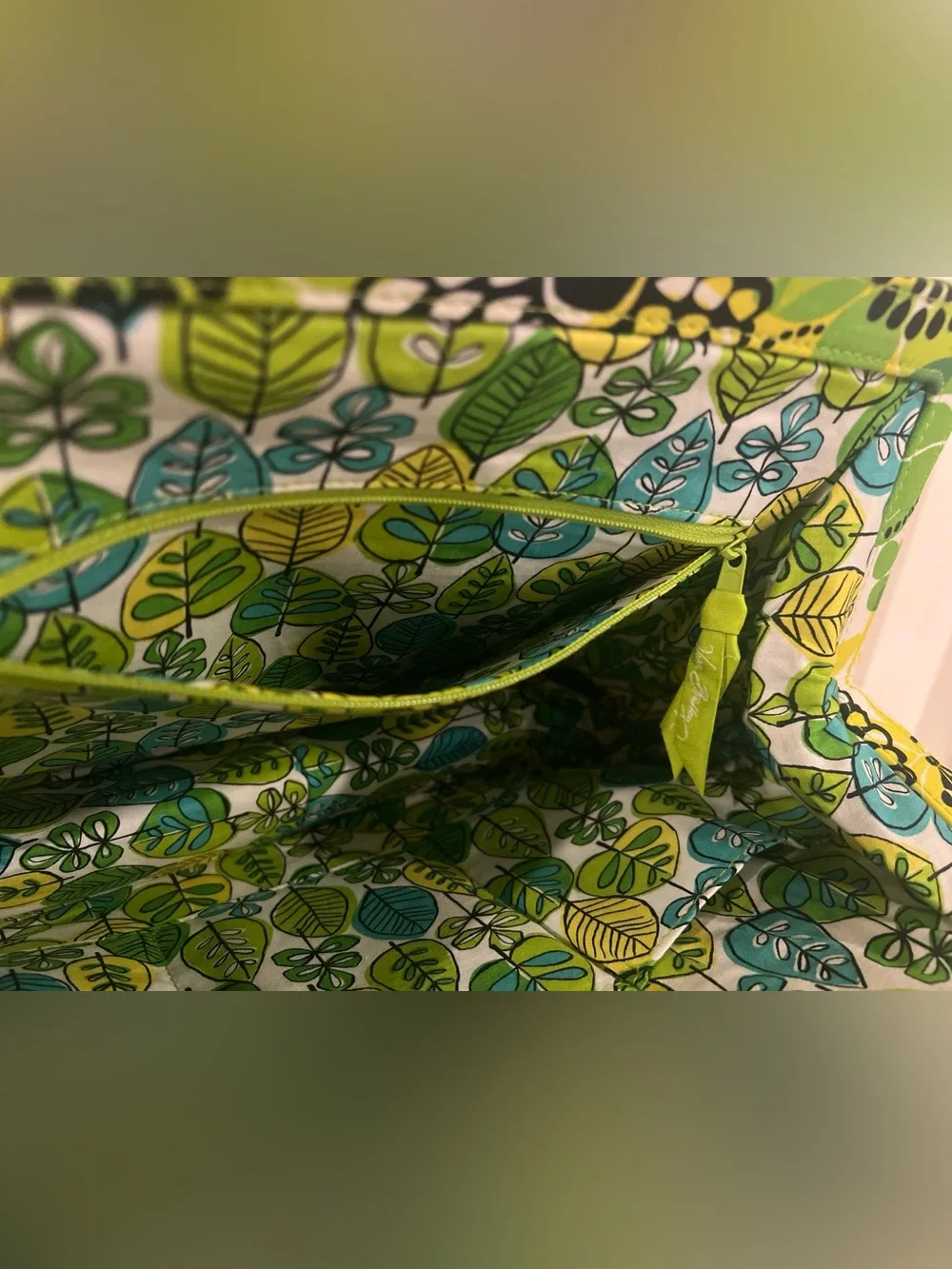 Vera Bradley Green, Yellow and Teal Quilted Floral Tote